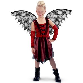 Svart djvulstjej med vingar storlek 160