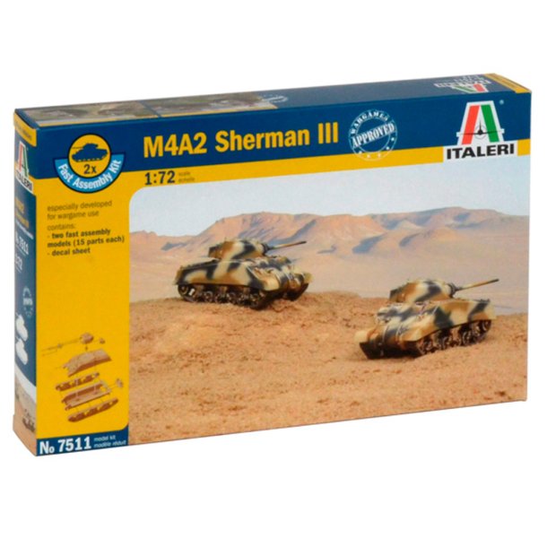 Italeri M4A2 Sherman III kampvogne 2 stk. - 1:72