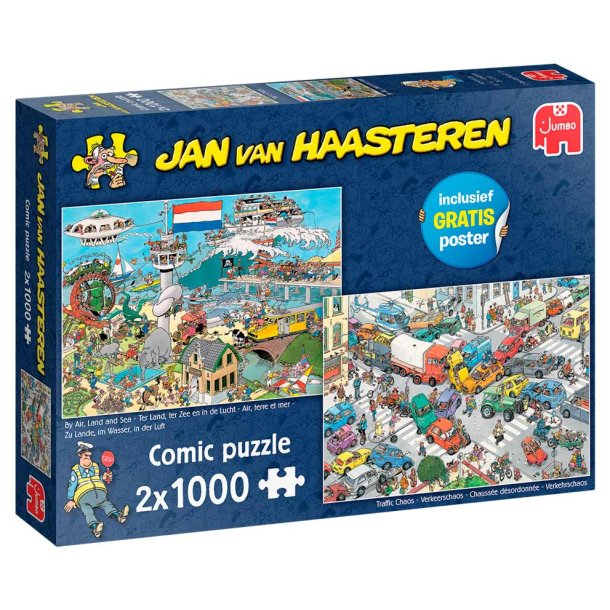 Jan van Haasteren 2 x 1000 - Trafikkaos &amp; Med flyg till lands och till sjss