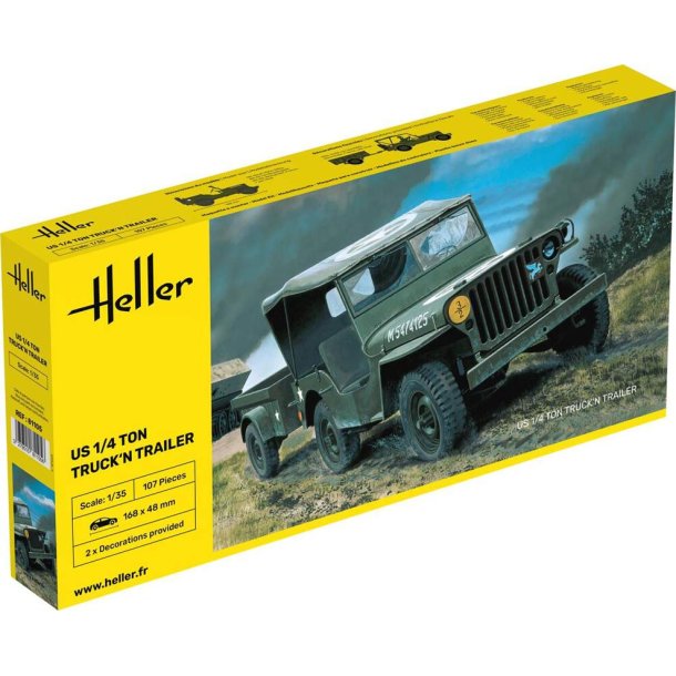 Heller US 1/4 ton truckn'n trailer modelbil 1:35