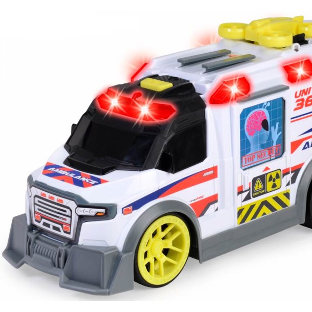 Stor ambulance med lyd og lys