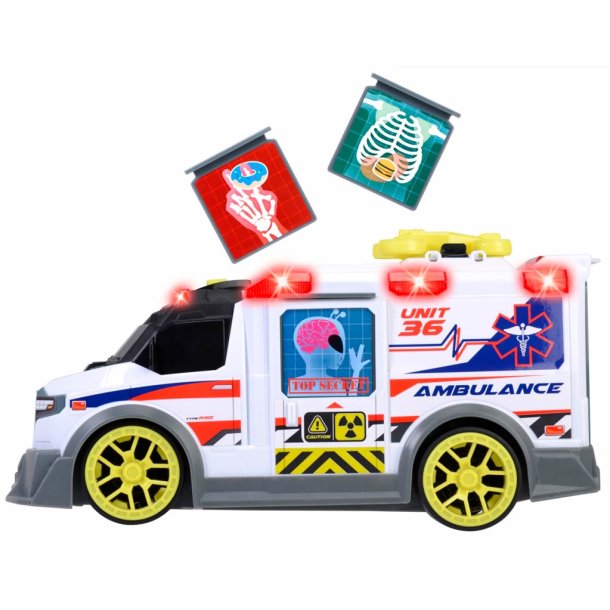 Stor ambulance med lyd og lys