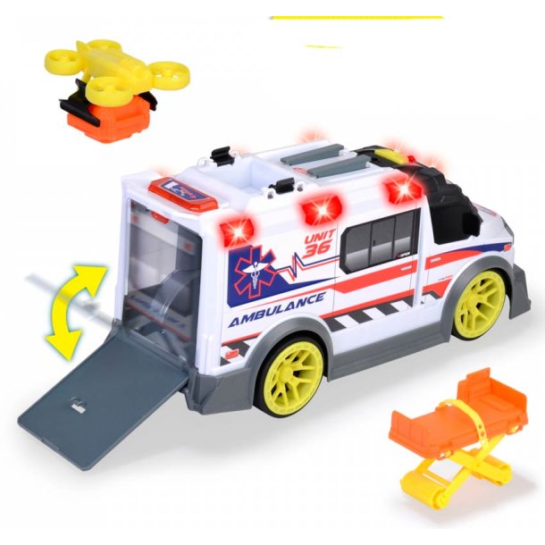 Stor ambulance med lyd og lys