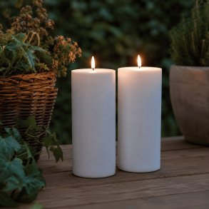 Udend�rs LED Bloklys 25 cm Hvid 2 stk med Fjernbetjening