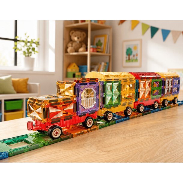 Magnetic Tiles Togbane Bygges�t - 72 Dele