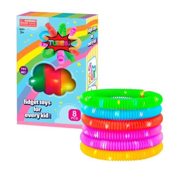 Pop Flash Tube Fidget - 8 stk Lysende R�r til Kreativ Leg