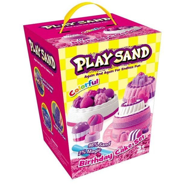 Play Sand Kinetisk Legesand F�dselsdagskage S�t 908g 4 Farver