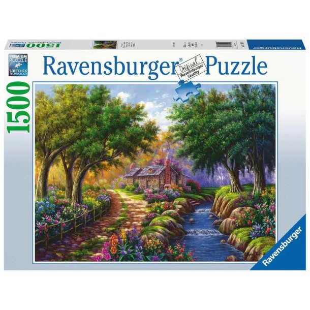 Ravensburger 1500 brikker - Hytte ved floden