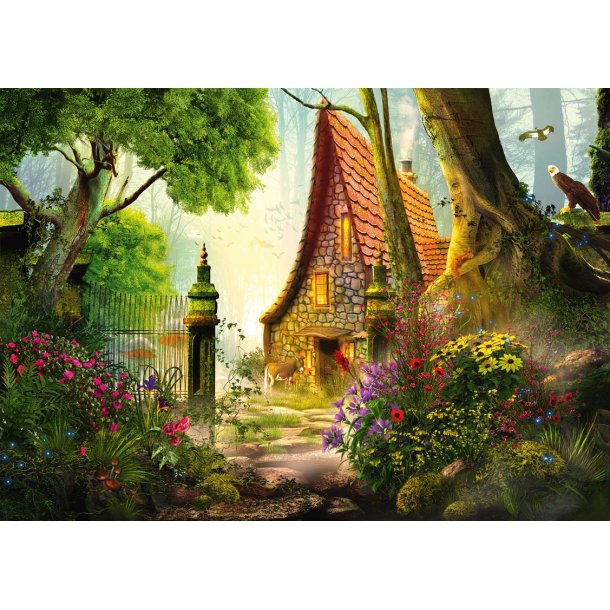 Puslespil 1000 brikker - Hus i skoven