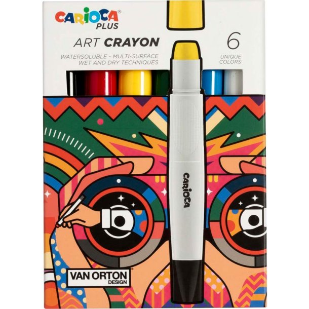 Carioca plus farvekridt i flotte farver - 6 stk.