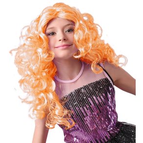 Peruk med lockar - orange