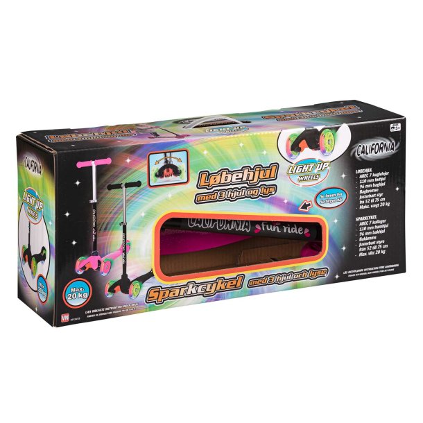 Pink 3-hjulet l�behjul med flex styring