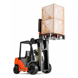 Gaffeltruck med palle og pakker