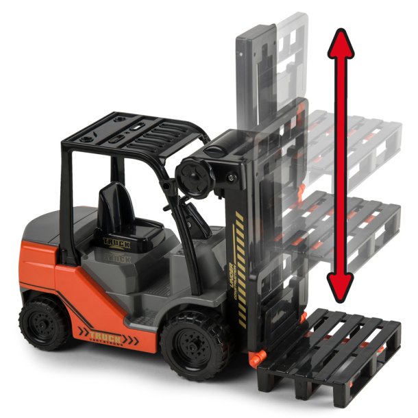 Gaffeltruck med palle og pakker