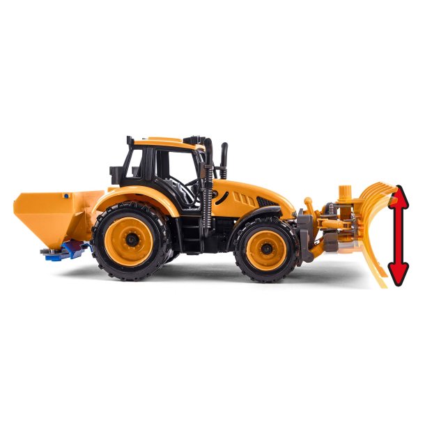 Traktor med snplog och saltspridare