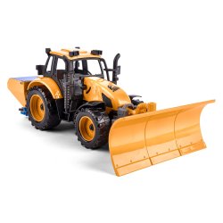 Traktor med snplog och saltspridare