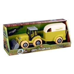 Bull take apart traktor med hestetrailer