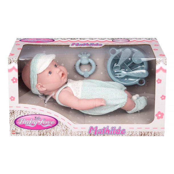 Mathilde dukke med tilbehr - Lysegrnt