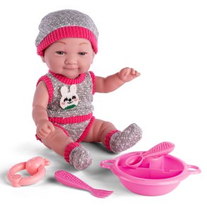Mathilde dukke med tilbehr - Gr / pink