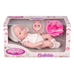 Mathilde dukke med tilbehr - Hvidt