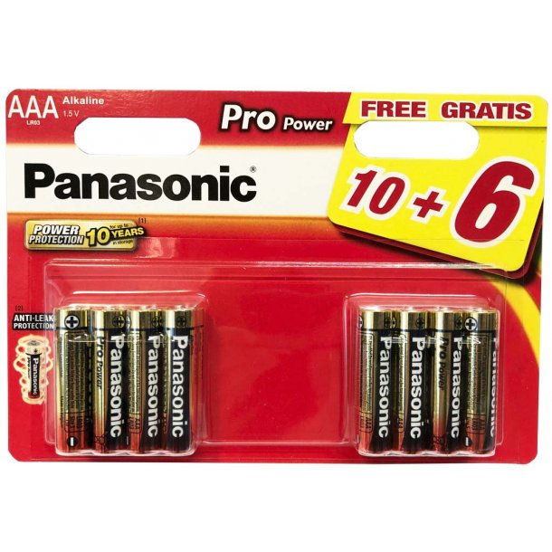 Panasonic alkaline AAA batterier 16 stk.