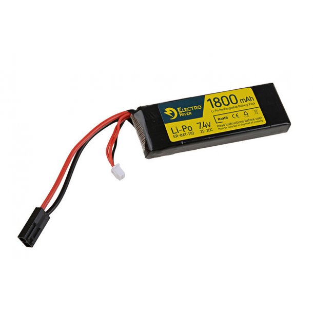 Lipo Batteri 7,4V 1800 mAh 20C - lille stik