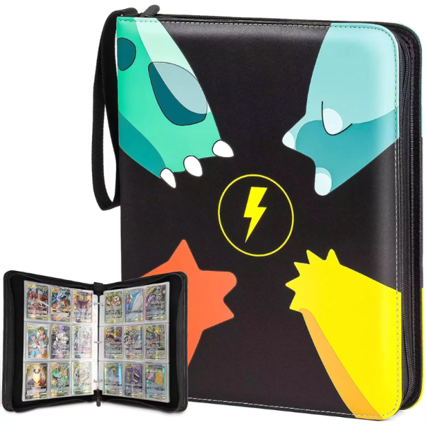 MIO 9-Pocket PU Leather Pok�mon Kortmappe med Lynl�s - Samlemappe til 900 Kort