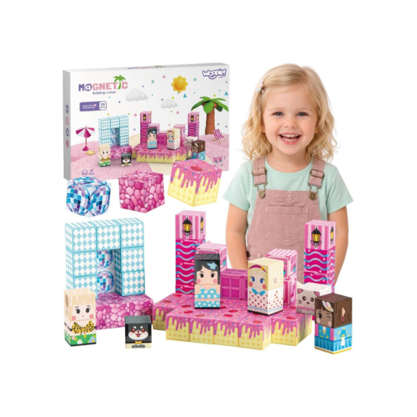WOOPIE Magnetisk Bygges�t m/ 59 Magnetiske 3D Klodser - Candyland