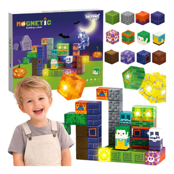 WOOPIE Magnetiske Byggeklodser m/ 63 Dele - Glowning Halloween