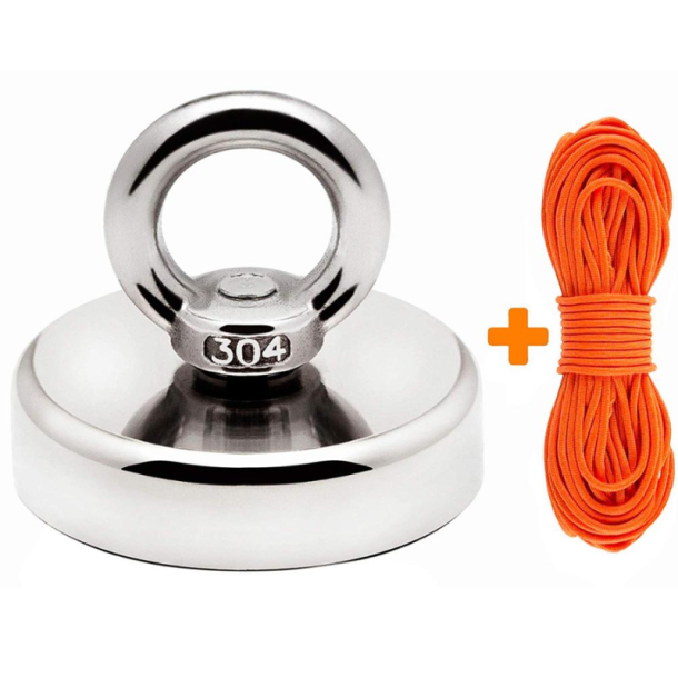 Fiskemagnet S�t 80 kg Tr�kkraft med 20 meter Reb og Handsker