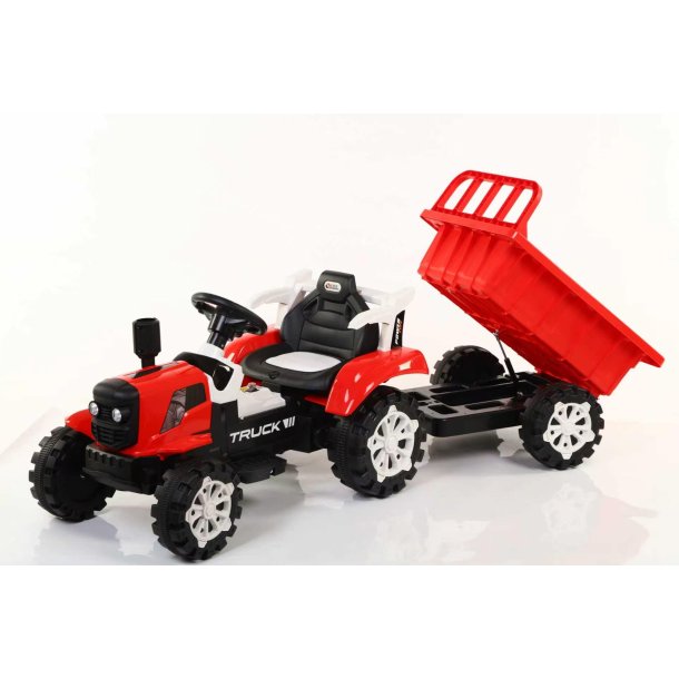 R�d El Traktor til B�rn 6V - Med Lad, LED og Musik