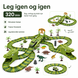 Stor dinosaur-racerbana med 2 bilar - 320 delar