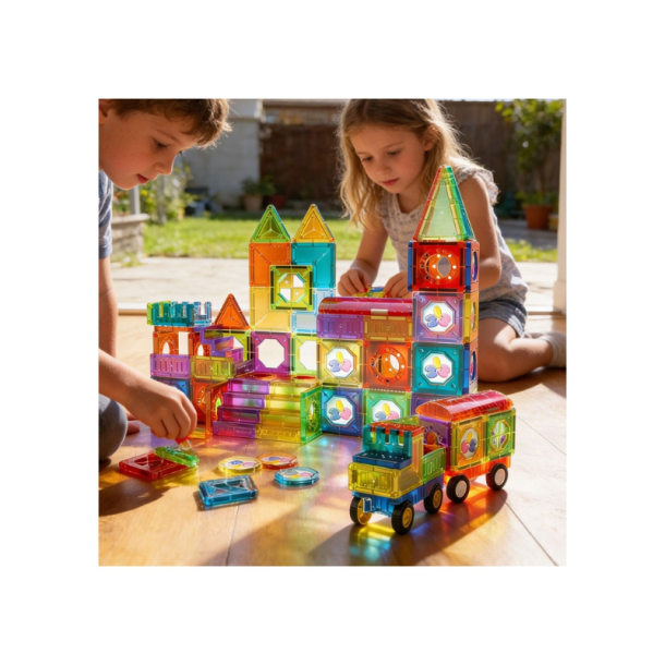 WOOPIE Magnetiske Byggeklodser 3D Slot &amp; K�ret�jer 71 Dele