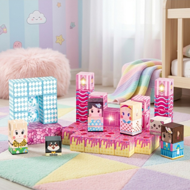 WOOPIE Magnetiske Byggeklodser m/ 59 Dele - Candyland