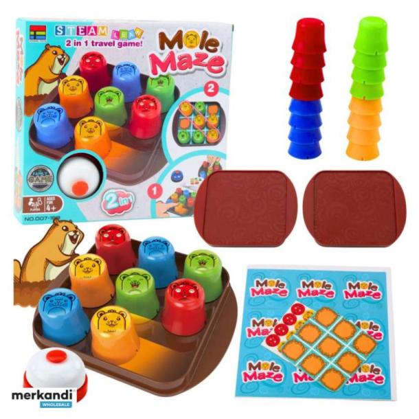 Arcade Spil 2-i-1 Mole Maze - Quick Cups &amp; Kryds og Bolle