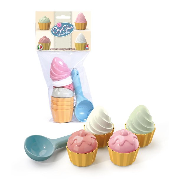 Cupcakes�t til sandkassen - 9 dele med cupcakeforme og kugleske