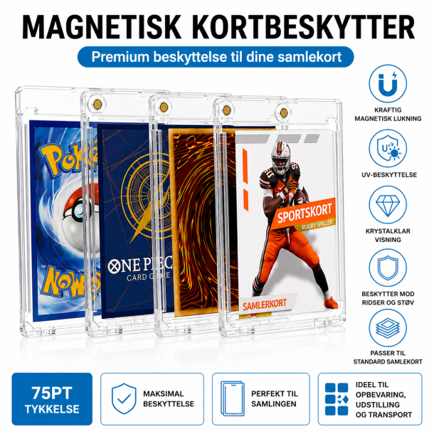 Magnetisk Hard Case til Pok�mon Kort � UV Beskyttelse 75PT Premium Kortbeskytter