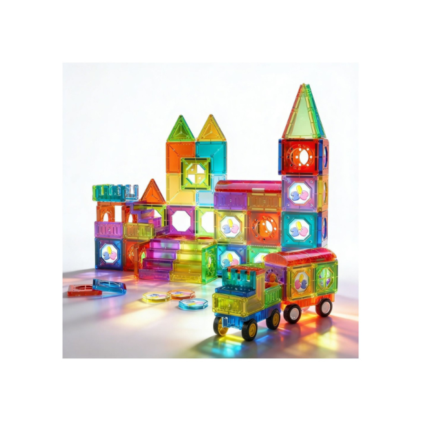 WOOPIE Magnetiske Byggeklodser 3D Slot &amp; K�ret�jer 71 Dele