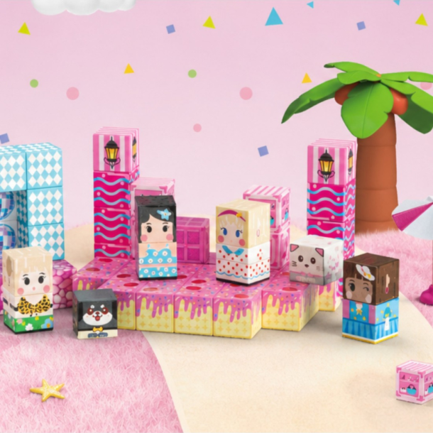 WOOPIE Magnetisk Bygges�t m/ 59 Magnetiske 3D Klodser - Candyland