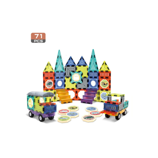 WOOPIE Magnetiske Byggeklodser 3D Slot &amp; K�ret�jer 71 Dele
