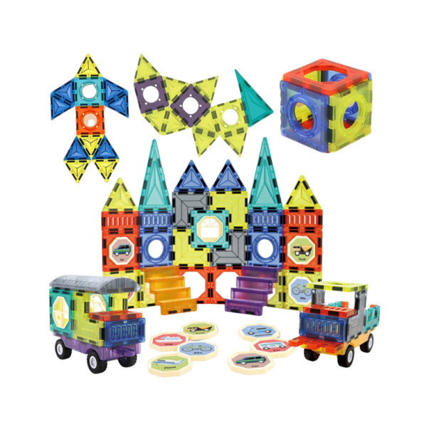 WOOPIE Magnetiske Byggeklodser 3D Slot &amp; K�ret�jer 71 Dele