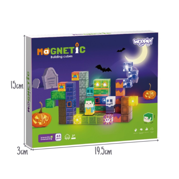 WOOPIE Magnetiske Byggeklodser m/ 63 Dele - Glowning Halloween