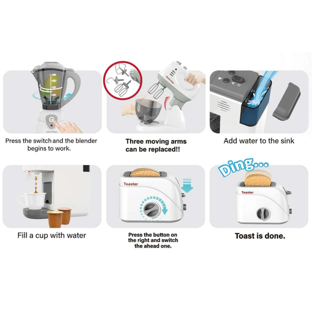 Legek�kken med 4 K�kkenmaskiner - Br�drister, R�remaskine, Blender og Kaffemaskine