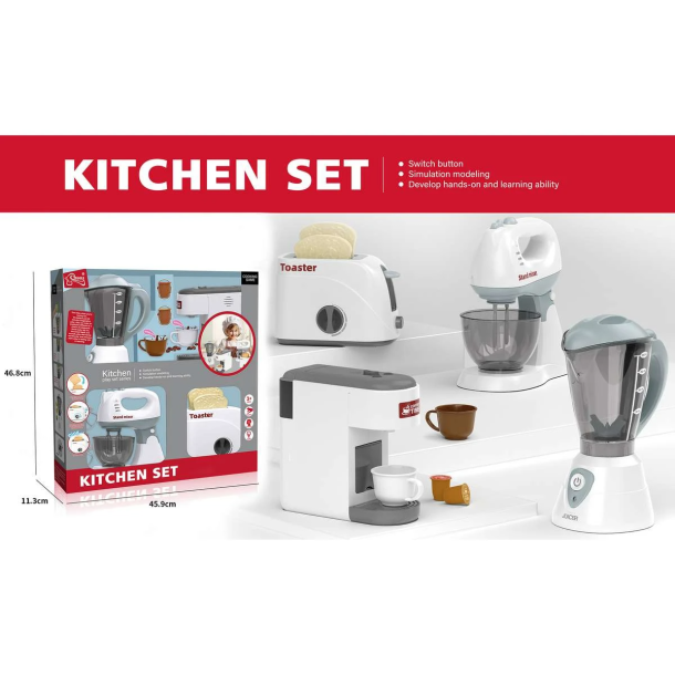 Legek�kken med 4 K�kkenmaskiner - Br�drister, R�remaskine, Blender og Kaffemaskine