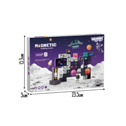 WOOPIE Magnetiske Byggeklodser m/ 74 Dele - Rumtema med Raket &amp; UFO
