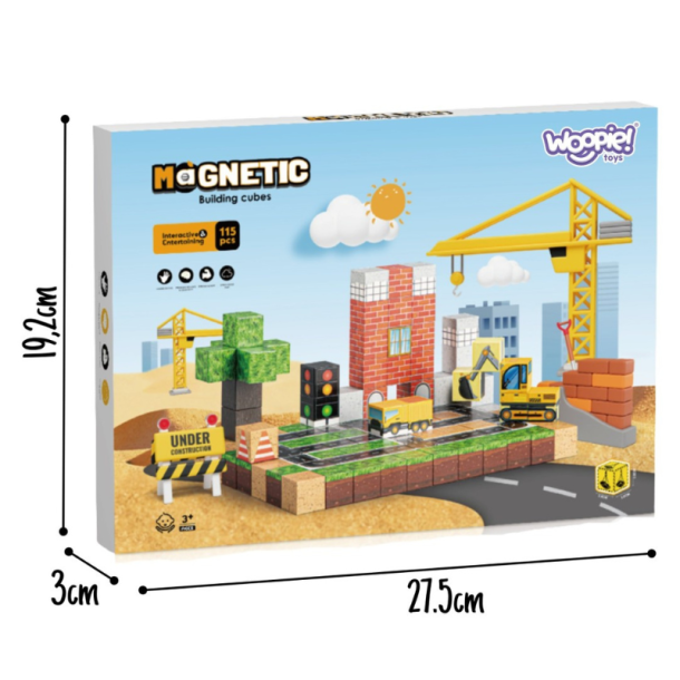 WOOPIE Magnetiske Byggeklodser m/ 115 Dele - Byggeplads