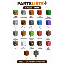 Magnetisk Bygges�t - 3D Minecraft inspirerede Klodser, 63 dele