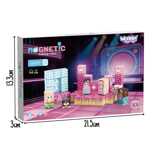 WOOPIE Magnetiske Byggeklodser m/ 59 Dele - Candyland