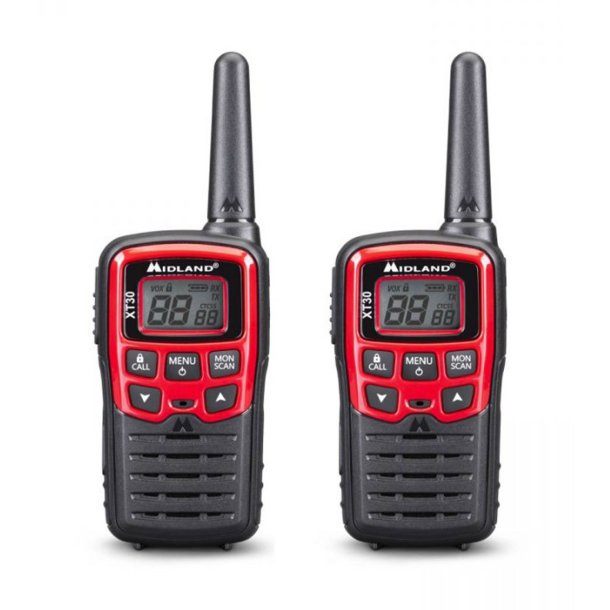 N�dutrustning - 2 XT30 walkie-talkies.