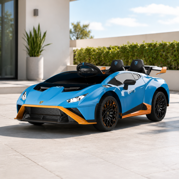 Lamborghini Hurac�n STO til B�rn 12V - Bl� Sporty Model med LED og Musik
